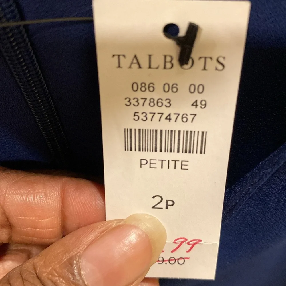 Talbots navy blue sleeveless belted maxi dress - Picture 3 of 3